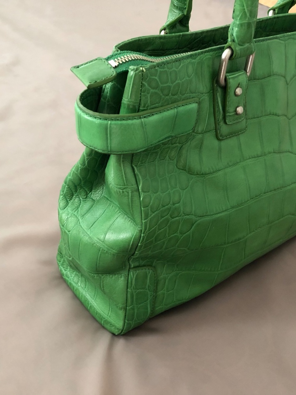 Club Monaco Rich Green Leather Tote Bag
